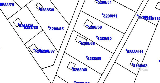 Parcela st. 5288/66 v KÚ Litoměřice, Katastrální mapa