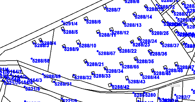 Parcela st. 5288/67 v KÚ Litoměřice, Katastrální mapa