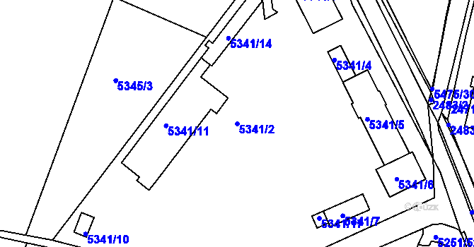 Parcela st. 5341/2 v KÚ Litoměřice, Katastrální mapa