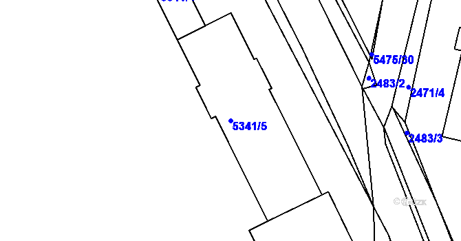 Parcela st. 5341/5 v KÚ Litoměřice, Katastrální mapa