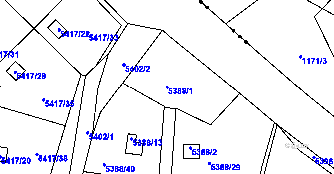 Parcela st. 5388/1 v KÚ Litoměřice, Katastrální mapa