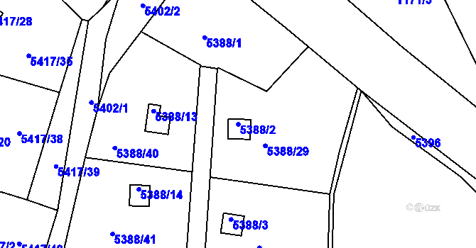 Parcela st. 5388/2 v KÚ Litoměřice, Katastrální mapa