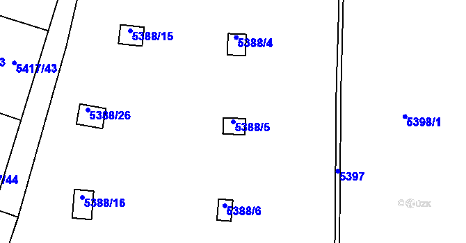 Parcela st. 5388/5 v KÚ Litoměřice, Katastrální mapa