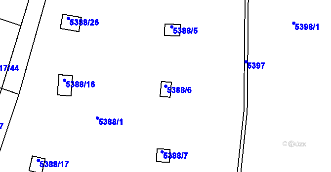 Parcela st. 5388/6 v KÚ Litoměřice, Katastrální mapa