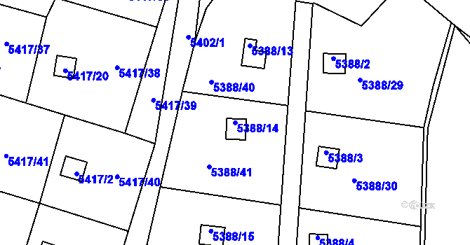 Parcela st. 5388/14 v KÚ Litoměřice, Katastrální mapa