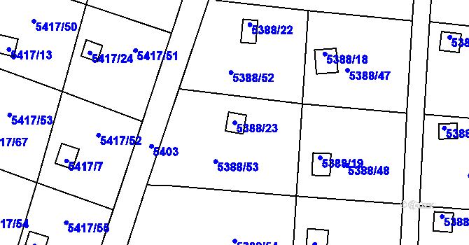 Parcela st. 5388/23 v KÚ Litoměřice, Katastrální mapa