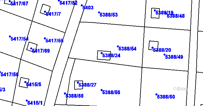 Parcela st. 5388/24 v KÚ Litoměřice, Katastrální mapa