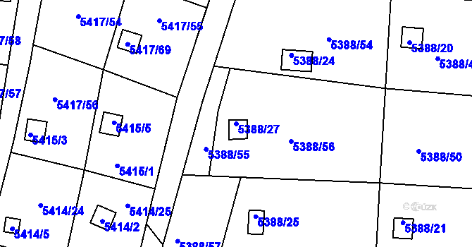 Parcela st. 5388/27 v KÚ Litoměřice, Katastrální mapa