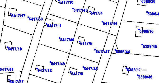 Parcela st. 5417/5 v KÚ Litoměřice, Katastrální mapa
