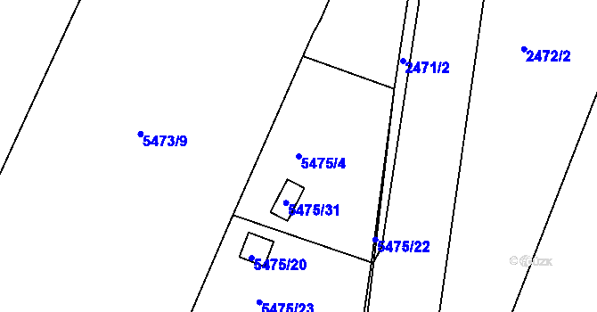 Parcela st. 5475/4 v KÚ Litoměřice, Katastrální mapa