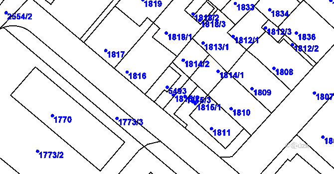 Parcela st. 5493 v KÚ Litoměřice, Katastrální mapa