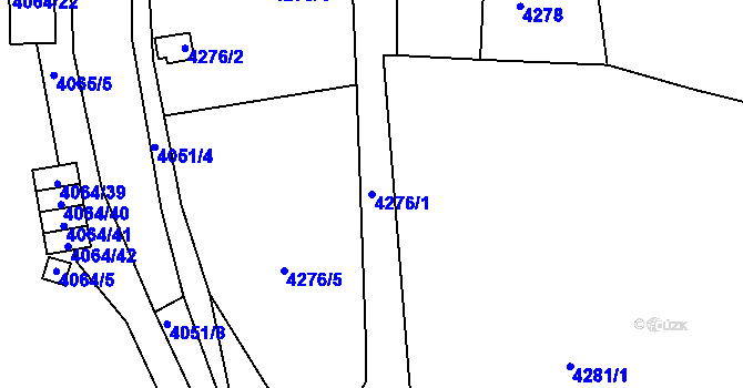 Parcela st. 4276/1 v KÚ Litoměřice, Katastrální mapa