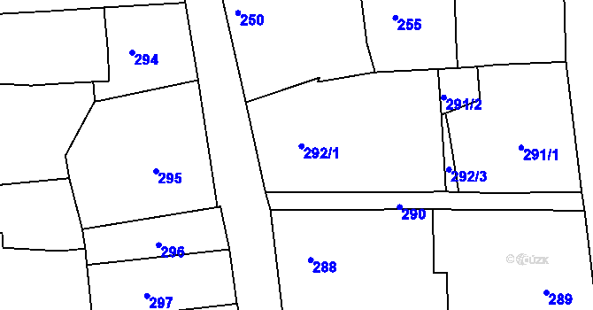 Parcela st. 292/1 v KÚ Litoměřice, Katastrální mapa