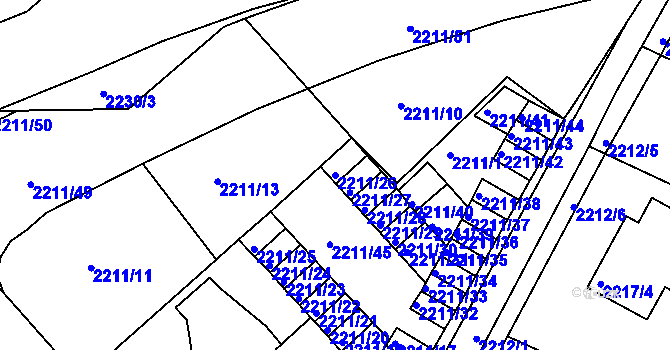 Parcela st. 2211/26 v KÚ Litoměřice, Katastrální mapa