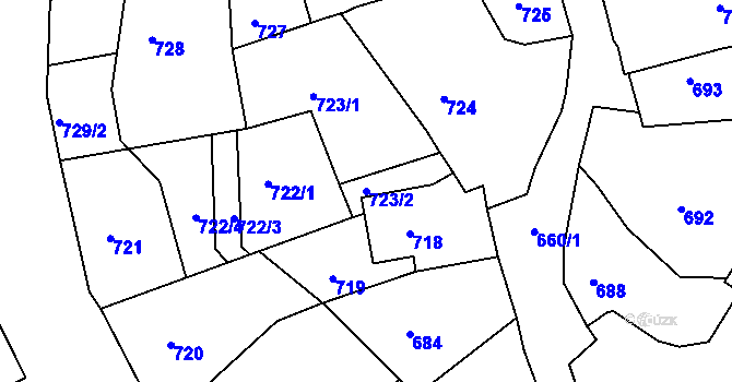 Parcela st. 723/2 v KÚ Litoměřice, Katastrální mapa