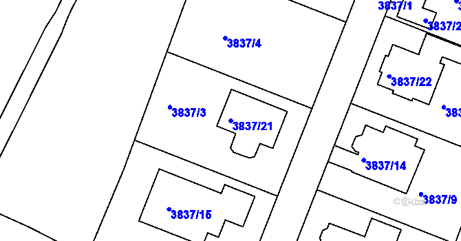Parcela st. 3837/21 v KÚ Litoměřice, Katastrální mapa