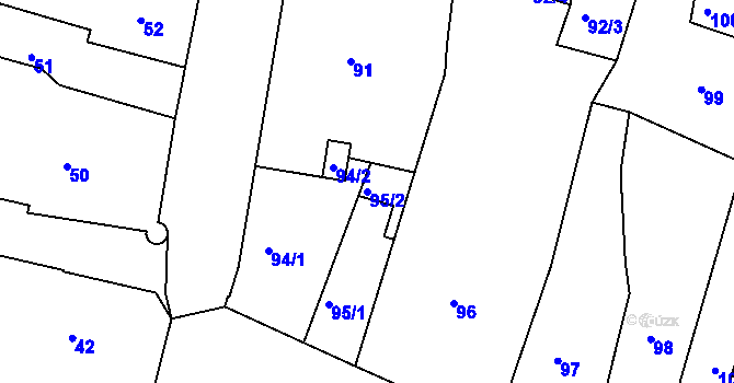 Parcela st. 95/2 v KÚ Litoměřice, Katastrální mapa