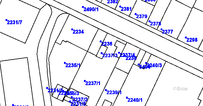 Parcela st. 2237/3 v KÚ Litoměřice, Katastrální mapa
