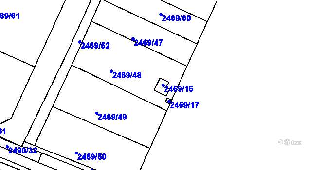 Parcela st. 2469/16 v KÚ Litoměřice, Katastrální mapa