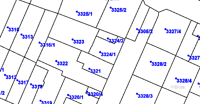 Parcela st. 3324/1 v KÚ Litoměřice, Katastrální mapa