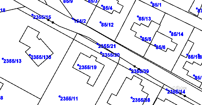 Parcela st. 2355/20 v KÚ Litoměřice, Katastrální mapa