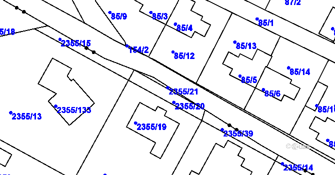 Parcela st. 2355/21 v KÚ Litoměřice, Katastrální mapa