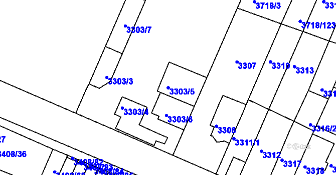 Parcela st. 3303/5 v KÚ Litoměřice, Katastrální mapa