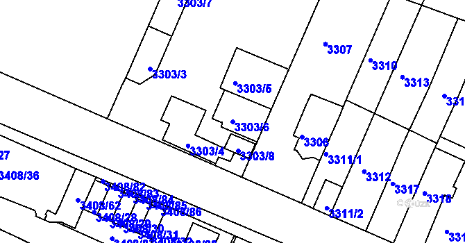 Parcela st. 3303/6 v KÚ Litoměřice, Katastrální mapa