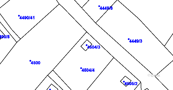 Parcela st. 4504/3 v KÚ Litoměřice, Katastrální mapa