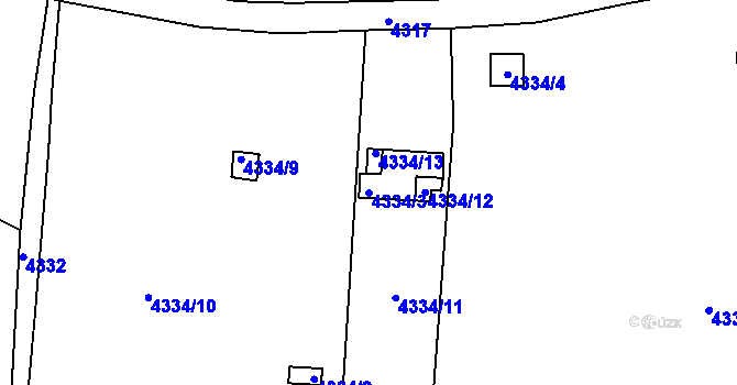 Parcela st. 4334/3 v KÚ Litoměřice, Katastrální mapa