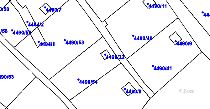 Parcela st. 4490/22 v KÚ Litoměřice, Katastrální mapa