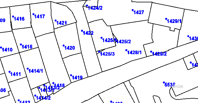 Parcela st. 1425/3 v KÚ Litoměřice, Katastrální mapa