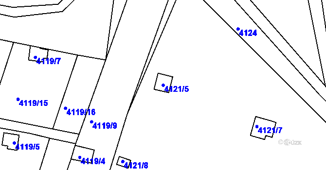 Parcela st. 4121/5 v KÚ Litoměřice, Katastrální mapa