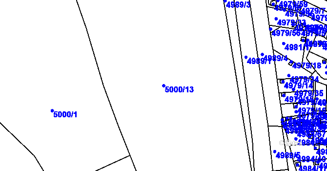 Parcela st. 5000/13 v KÚ Litoměřice, Katastrální mapa