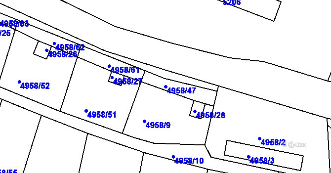 Parcela st. 4958/47 v KÚ Litoměřice, Katastrální mapa