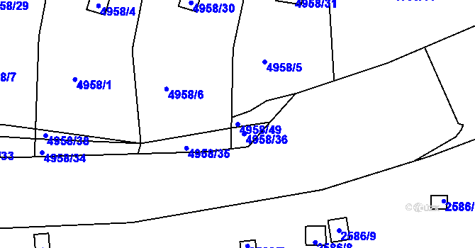 Parcela st. 4958/49 v KÚ Litoměřice, Katastrální mapa