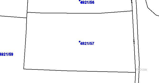 Parcela st. 4921/57 v KÚ Litoměřice, Katastrální mapa