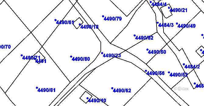 Parcela st. 4490/23 v KÚ Litoměřice, Katastrální mapa