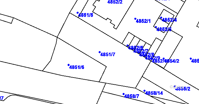Parcela st. 4851/7 v KÚ Litoměřice, Katastrální mapa