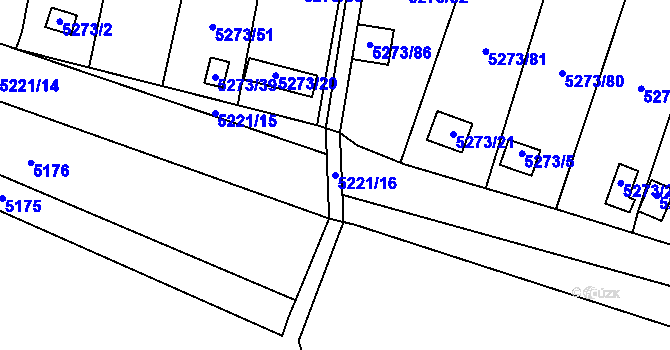 Parcela st. 5221/16 v KÚ Litoměřice, Katastrální mapa