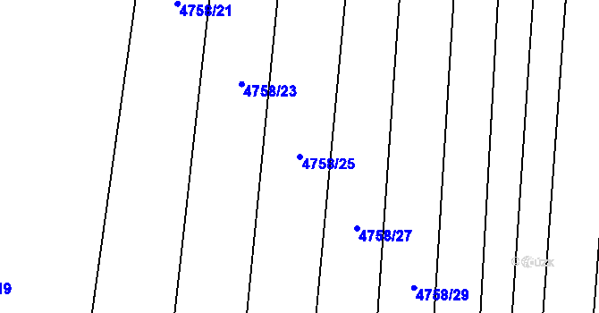 Parcela st. 4758/25 v KÚ Litoměřice, Katastrální mapa