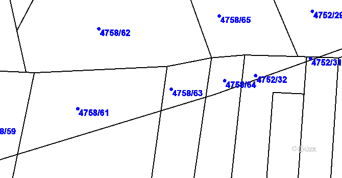 Parcela st. 4758/63 v KÚ Litoměřice, Katastrální mapa