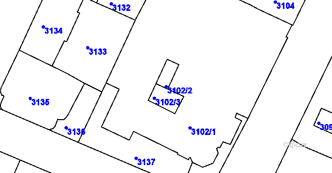 Parcela st. 3102/2 v KÚ Litoměřice, Katastrální mapa