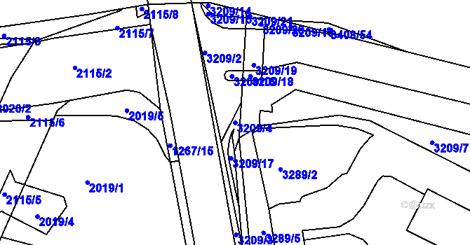 Parcela st. 3209/4 v KÚ Litoměřice, Katastrální mapa