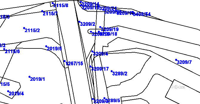 Parcela st. 3209/5 v KÚ Litoměřice, Katastrální mapa