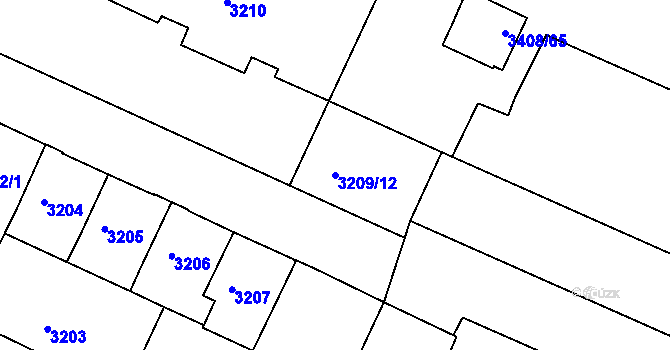 Parcela st. 3209/12 v KÚ Litoměřice, Katastrální mapa