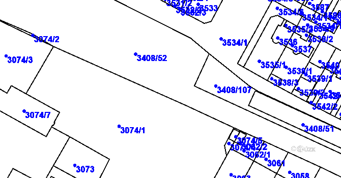 Parcela st. 3408/52 v KÚ Litoměřice, Katastrální mapa