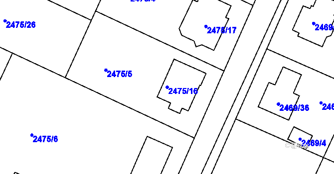 Parcela st. 2475/16 v KÚ Litoměřice, Katastrální mapa