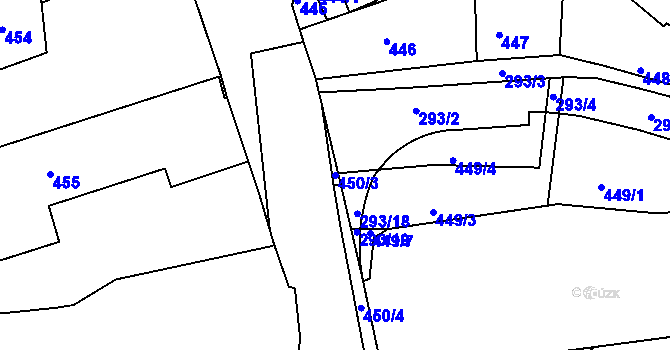 Parcela st. 450/3 v KÚ Litoměřice, Katastrální mapa