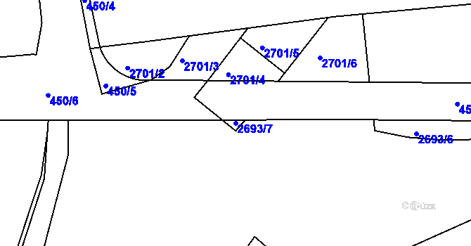 Parcela st. 2693/7 v KÚ Litoměřice, Katastrální mapa
